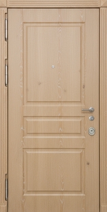 Стальная дверь для квартиры с фрезерованными панелями МДФ «дуб песочный»