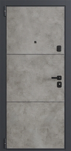 Входная дверь с панелями МДФ ПВХ бетон и контрастными наличниками